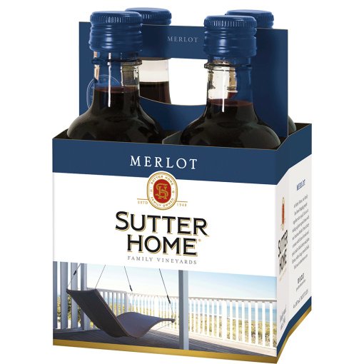 SUTTER HOME MERLOT 4PK 187ML